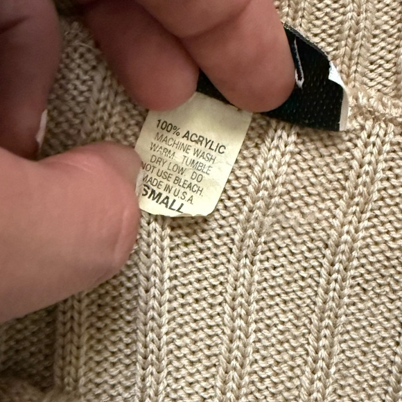 Vintage Chesley Beige Off-Shoulder Ribbed Sweater Sz Small - Picture 4 of 5